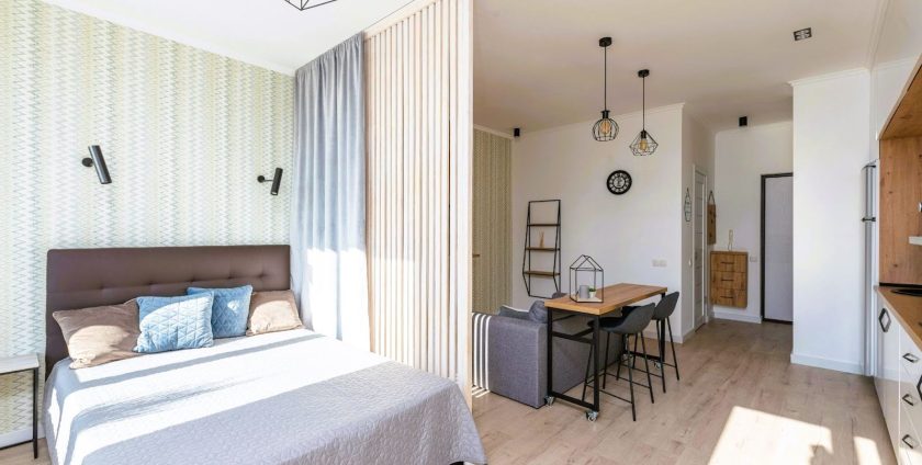 Apartment unit showcasing the beauty of lime wash timber floors.